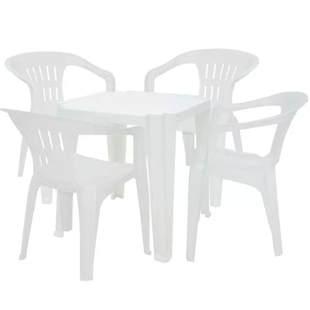 Conjunto 1 Mesa e 4 Cadeiras De Plastico - Elo Solução