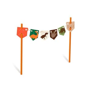 Kit Bandeirinha Topo de Bolo Mundo dos Dinossauros- Pacote com 2 unidades