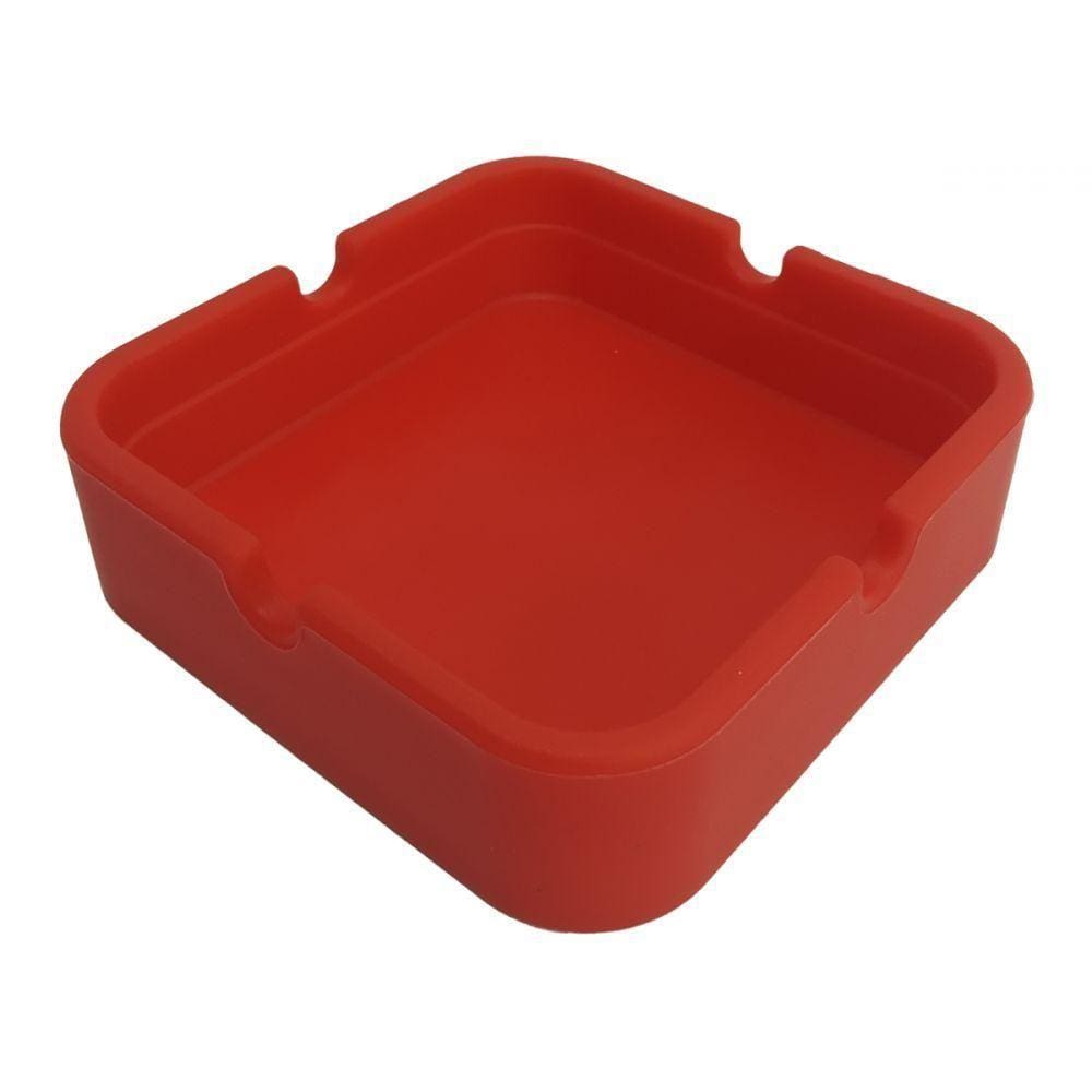 Cinzeiro Silicone Quadrado Não Queima Não Quebra Vermelho