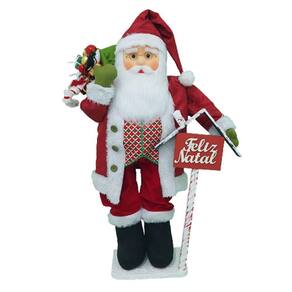 Boneco Natal Papai Noel Placa Feliz Natal 50cm