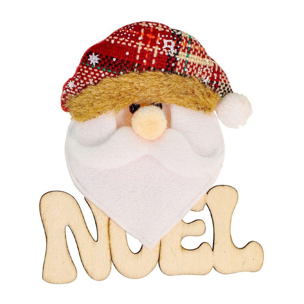 Placa de Natal Papai Noel Natalino 10cm