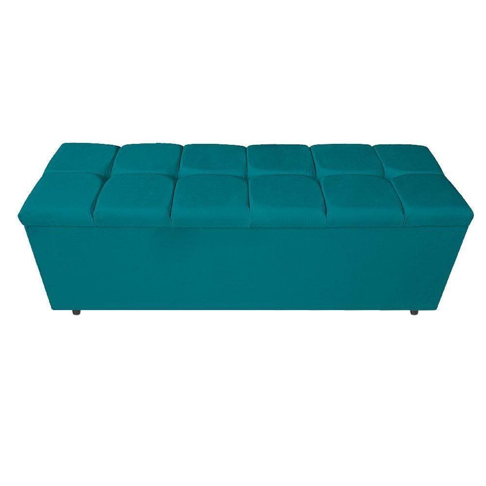 Calçadeira Estofada 160 Cm Queen Size Suede Azul Turquesa