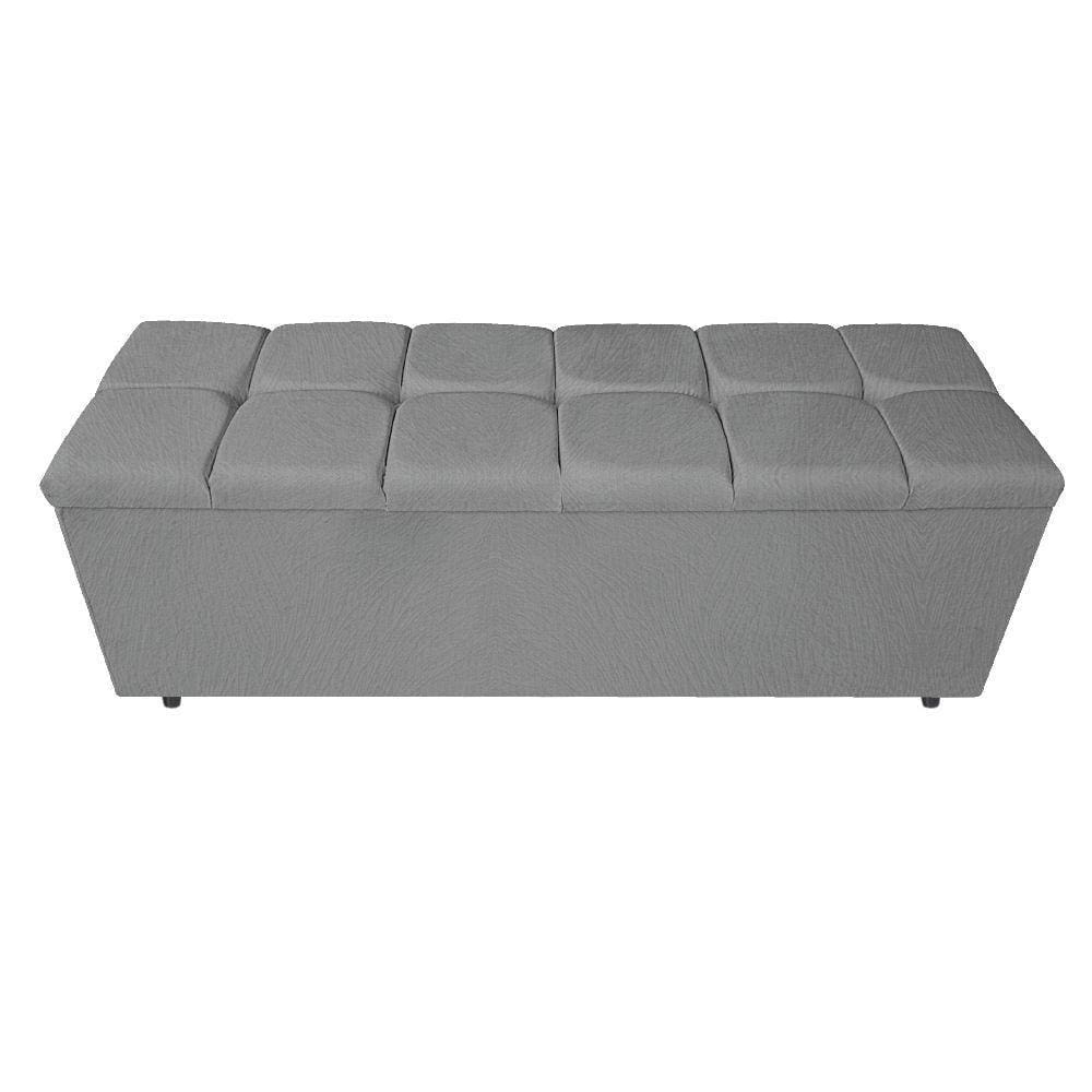 Calçadeira Estofada Manchester 140 Cm Casal Suede Cinza