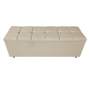 Calçadeira Estofada Manchester 160 Cm Queen Size Corano Bege