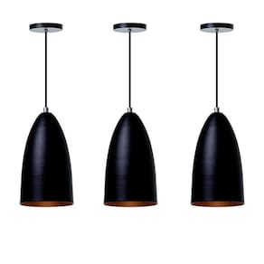 Kit 3 Lustre Pendente Bala M Preto Alumínio Decoração