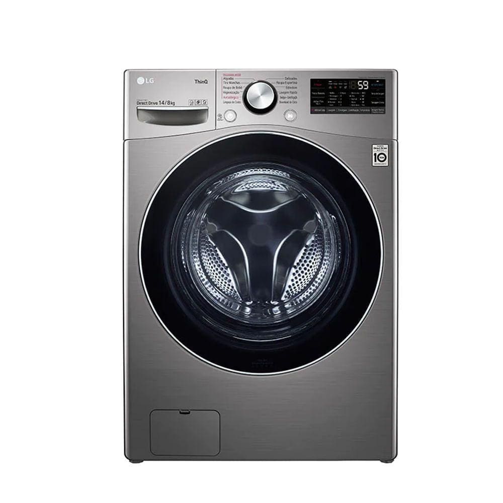 Lavadora de Roupa Lava e Seca 14 Kg Frontal Aço Escovado Smart Com Inteligência Artificial Aidd LG - 110v - Wd14egs62