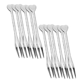 Kit 12 Mini Garfo Garfinhos para Petiscos Aço Inox Coração