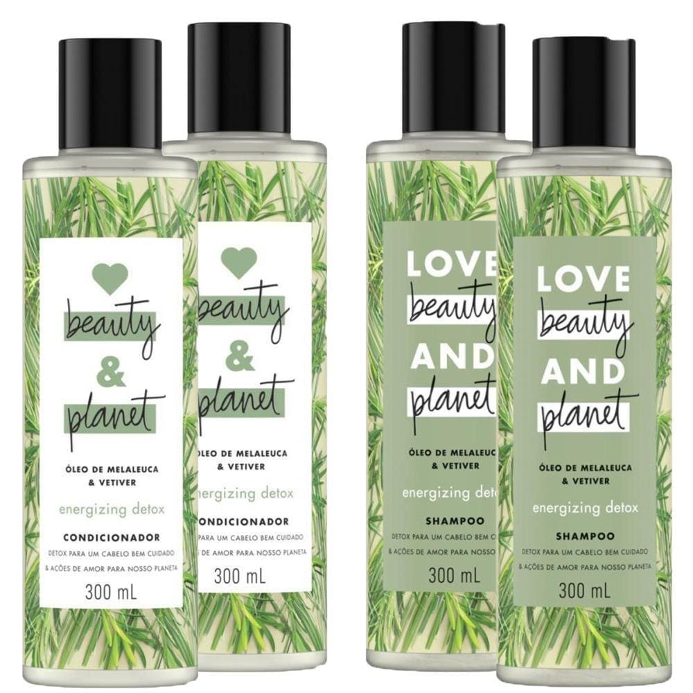 Kit 2 Shampoos + 2 Condicionador Love Beauty & Planet Energizing Detox 300ml