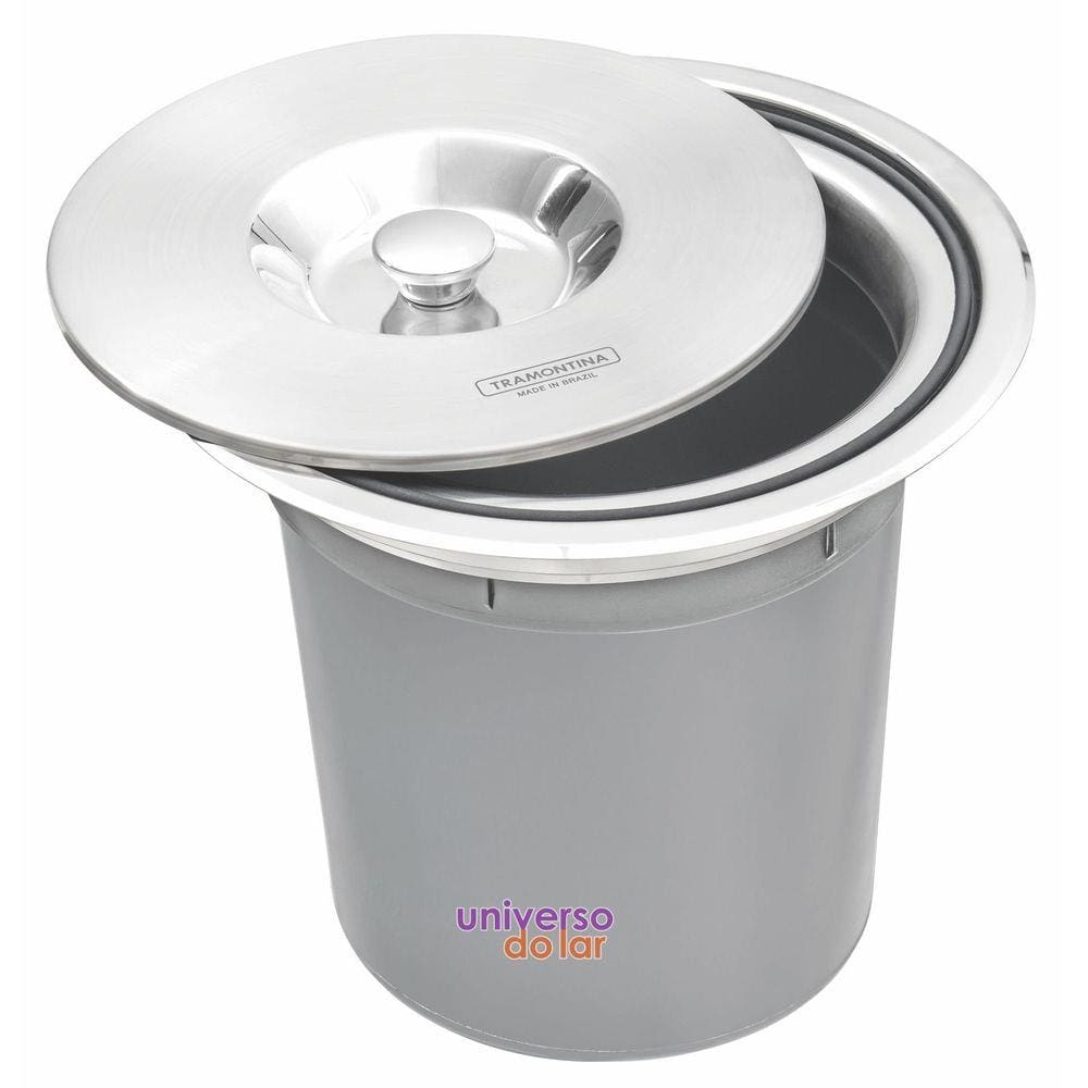 Lixeira de Embutir Tramontina Clean Round com Balde Plástico 5 L Aço Inox