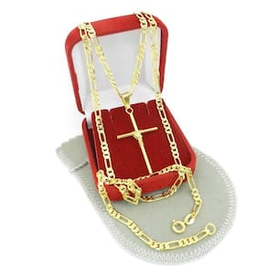 Corrente Masculina 60Cm 3Mm Cruz 40Mm Folheada Ouro Cr811A