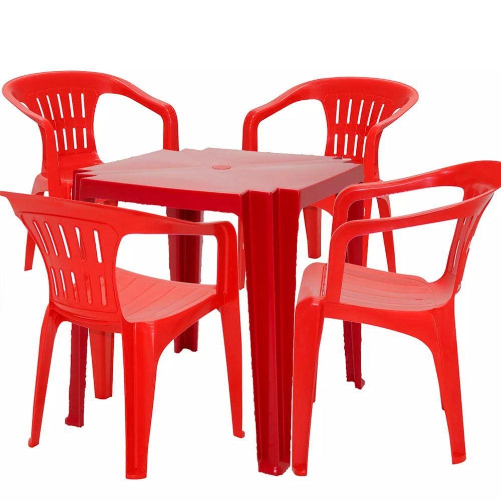 Conjunto de Mesa e Cadeiras Plásticas Tramontina