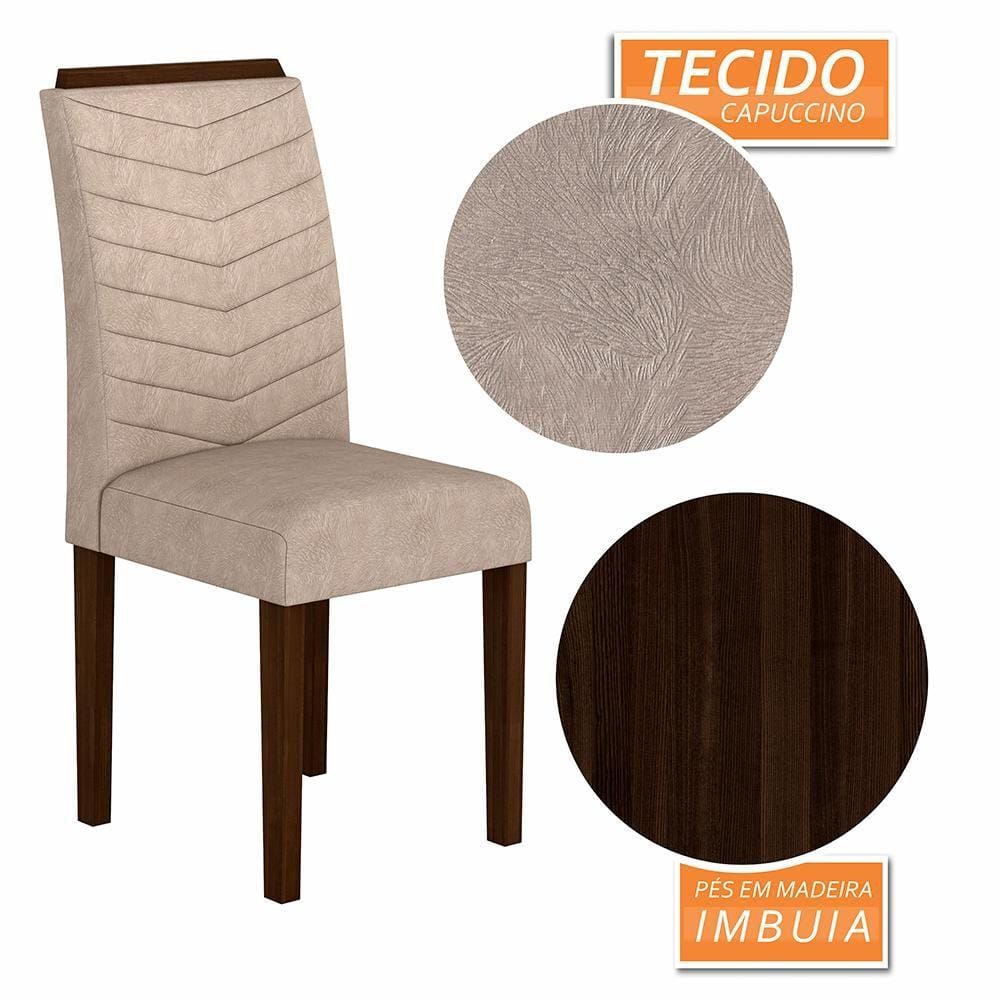 Kit 4 Cadeiras Estofadas Lisboa Wood Imbuia/capucci - Moveis Arapongas