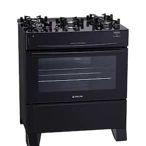 Fogão de Piso Atlas 5 Bocas Mônaco Top Glass, Mesa de Vidro, Acendimento Automático, Preto, Bivolt