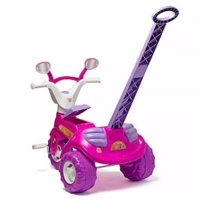 Triciclo Baby Music Rosa com Haste Cotiplas 1802