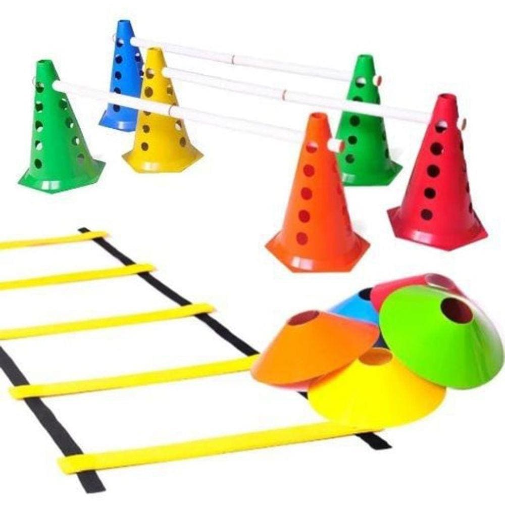 Kit Treino Agilidade 10 Chapéu Chinês + Escada + Barreiras