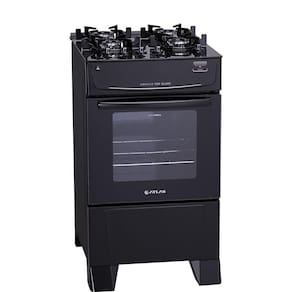 Fogão de Piso Atlas 4 Bocas Mônaco Top Glass, Mesa de Vidro, Acendimento Automático, Preto, Bivolt