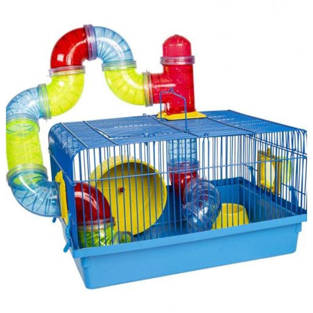 Gaiola Hamster Tubo Luxo Azul Jel Plast