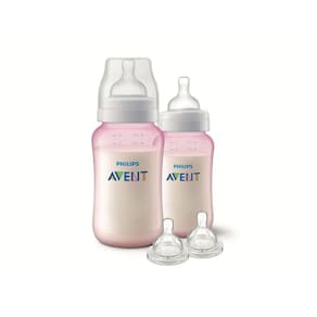 Kit 2 Mamadeiras Philips Avent Classic 330Ml Rosa + Bico N4