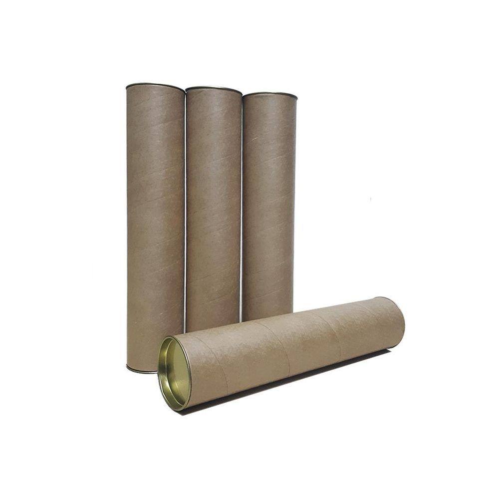 Tubo Papelão Tubete Canudo 35Cm X 6,1Cm Tampa Metal 12 Und