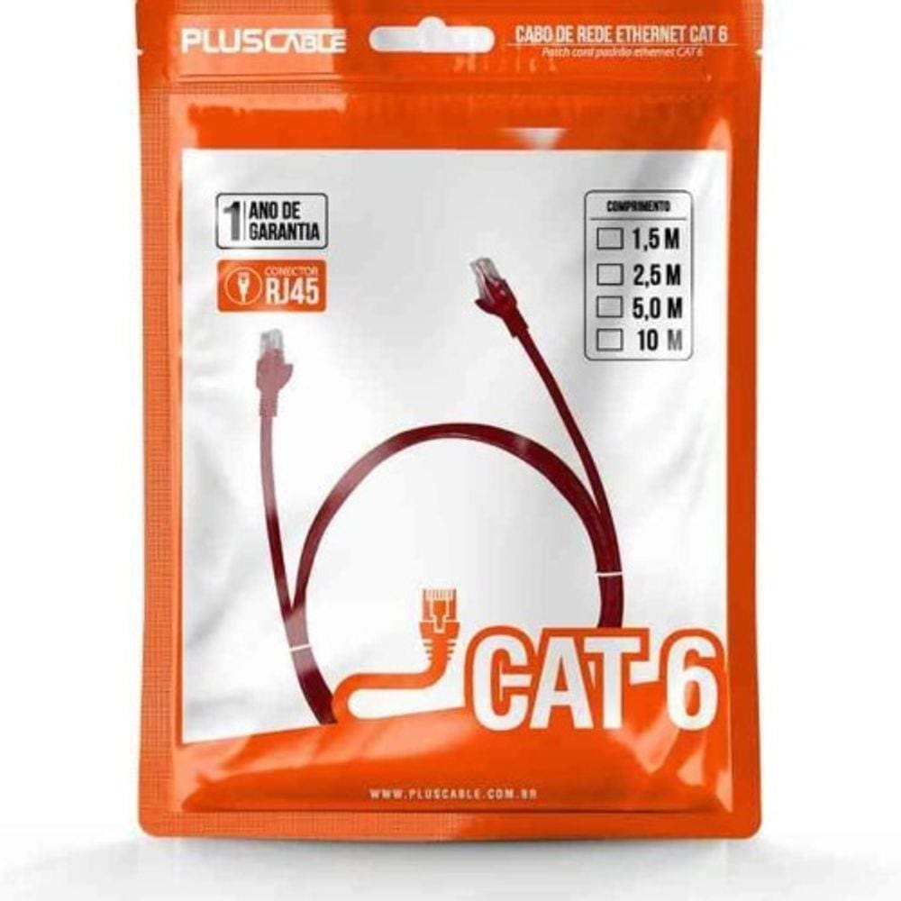 PATCH CORD CAT.6 10m VERMELHO PC-ETH6U100RD PLUS CABLE