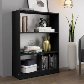 Estante para Livros Home Sala Madesa 6907 com 3 Nichos - Preto