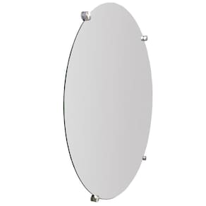 Espelho Banheiro Casa 3Mm Com Botão Francês Redondo 30Cm