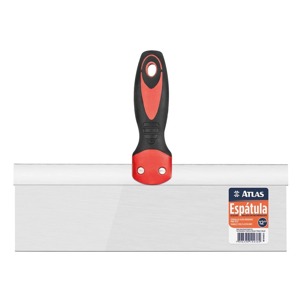 ESPATULA RETANGULAR DRYWALL MASSA CORRIDA INOX 12” 30CM ATLAS PRO AT6455/12