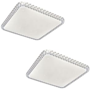 Kit 2 Plafon Led Acrilico 43x43 Efeito Estrelado Slim 3000K