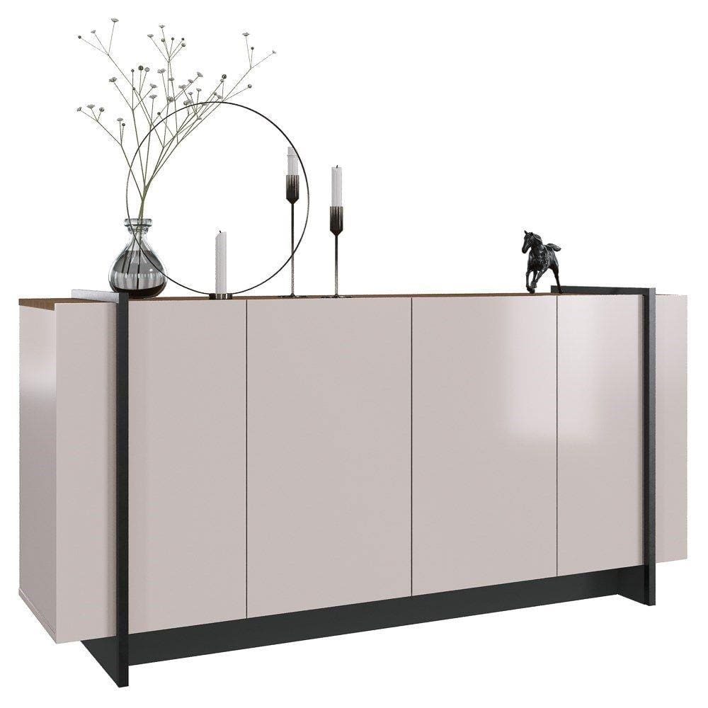 Balcão Buffet Para Sala De Jantar 4 Portas Ipanema C05 Off White/Nogueira - Mpozenato