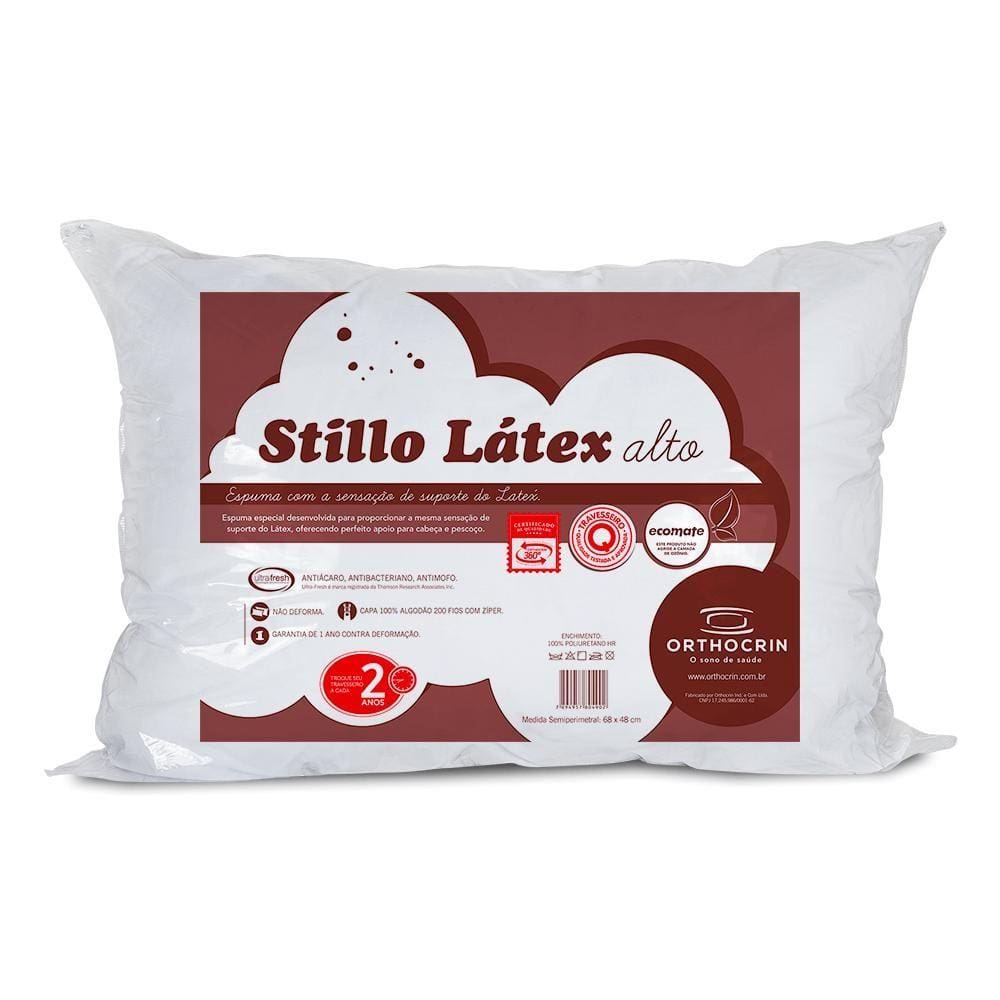 Travesseiro Alto Orthocrin Stillo Látex (48X68X15)