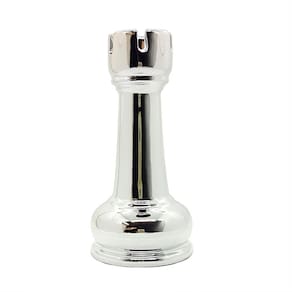 Enfeite Peça de Xadrez em Porcelana Prata Torre 12cm