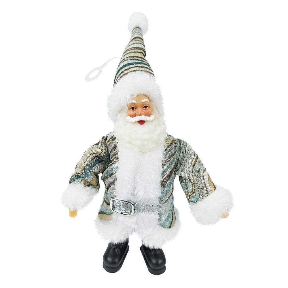Enfeite Natal Papai Noel Azul Listrado 23 Cm