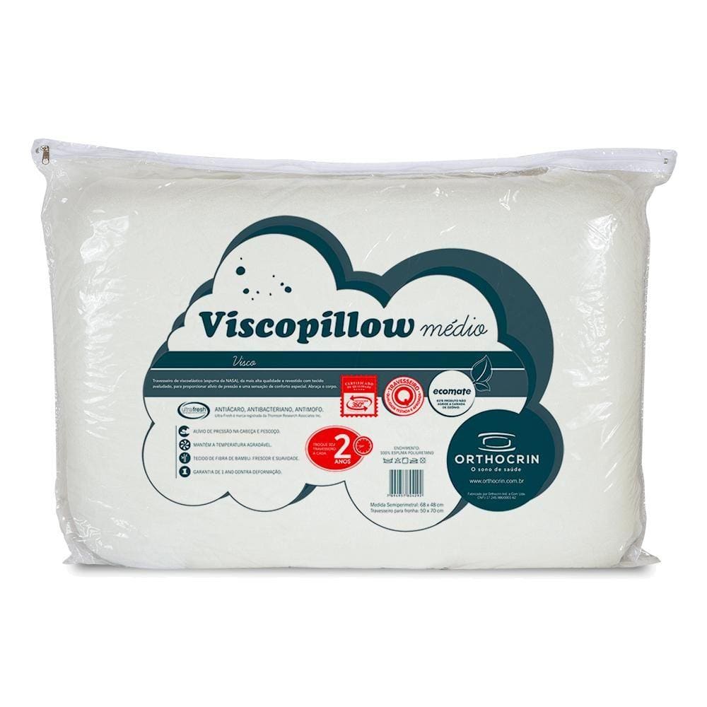 Travesseiro Médio Orthocrin Viscopillow Viscoelástico