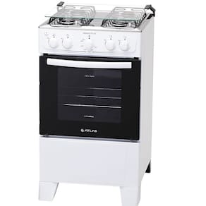 Fogão de Piso Atlas 4 Bocas Mônaco, Mesa de Inox, Acendimento Automático, Branco, Bivolt