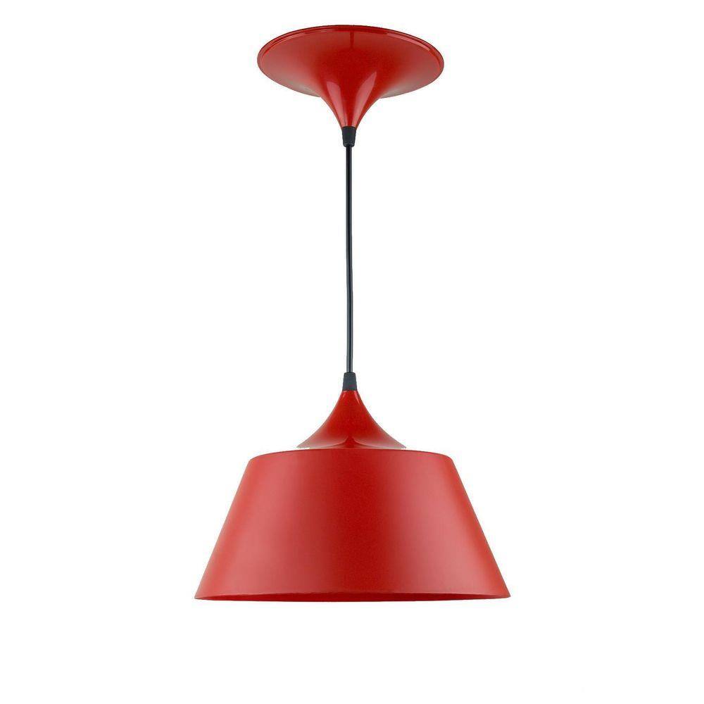 Luminaria pendente de teto vermelha Casas Bahia