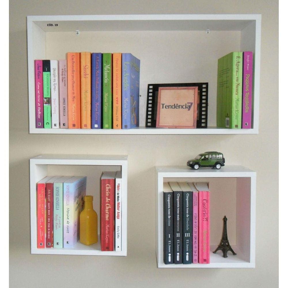 Kit 3 Nichos Mdf Branco Tx Sala Quarta Banheiro Decoração