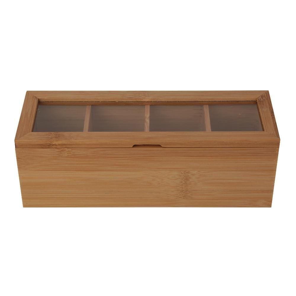 Caixa para Chá Bambu 4 Divisórias 26,5cm - A/CASA