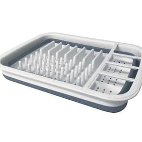 Escorredor De Louça Retrátil Silicone Branco/Cinza