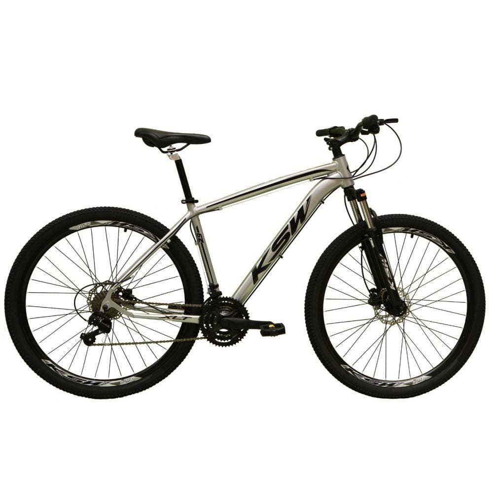 Bicicleta Aro 29 27v Freio Hidráulico K7 Prata Preto Tam. 15