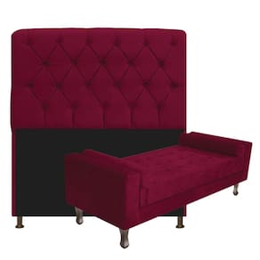 Cabeceira Queen Size com Recamier 160 cm Suede Bordô