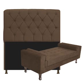 Cabeceira Queen Size com Recamier 160 cm Kit Suede Marrom