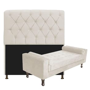 Cabeceira Solteiro Lady e Recamier 100 cm kit Corano Bege