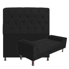 Cabeceira King Size com Recameir Félix 195 cm Corano Preto