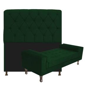 Cabeceira Queen Size com Recamier 160 cm Kit Suede Verde
