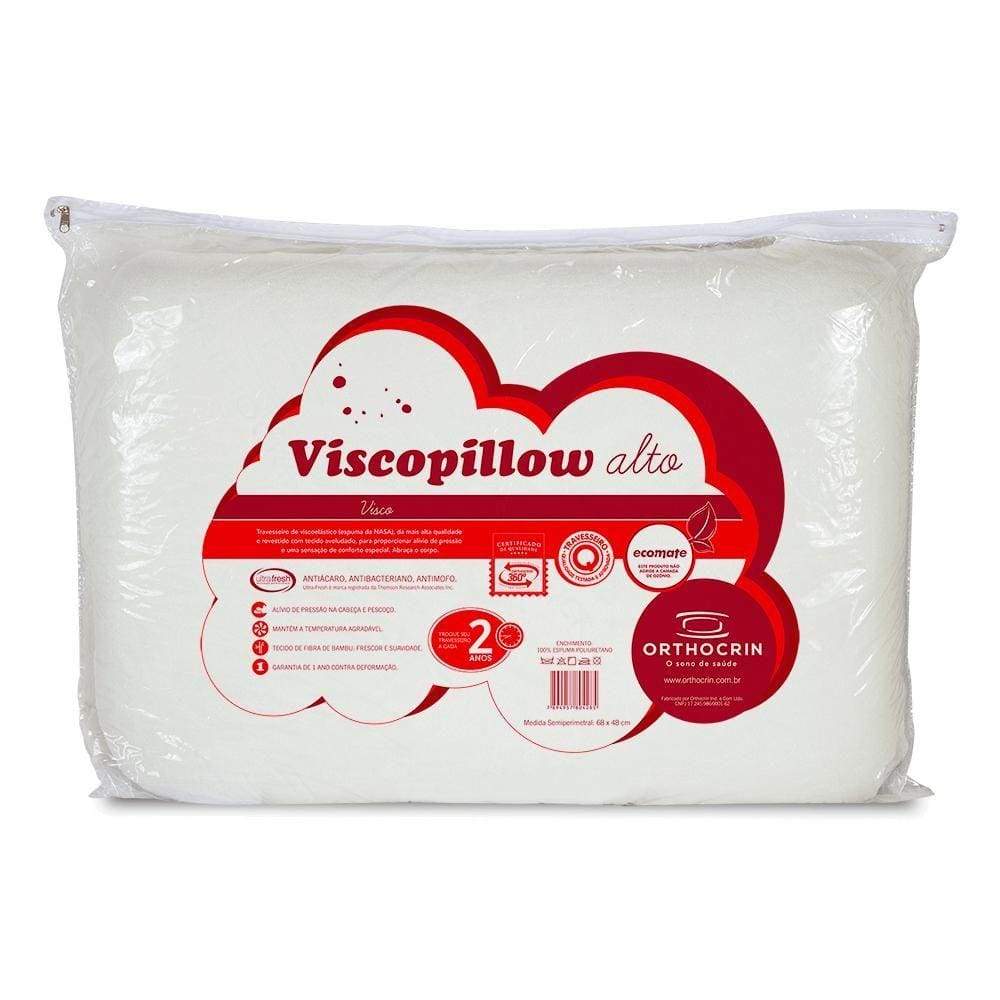 Travesseiro Alto Orthocrin Viscopillow Viscoelástico