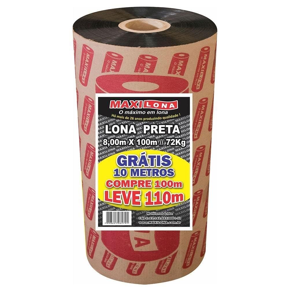 Lona Plástica Preta Maxilona 8 X 100M 72Kg + 10M