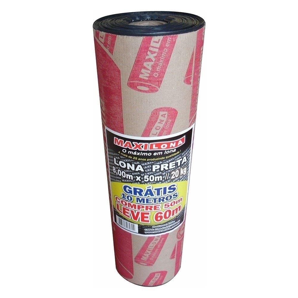 Lona Plástica Preta Maxilona 8 X 50M 20Kg + 10M