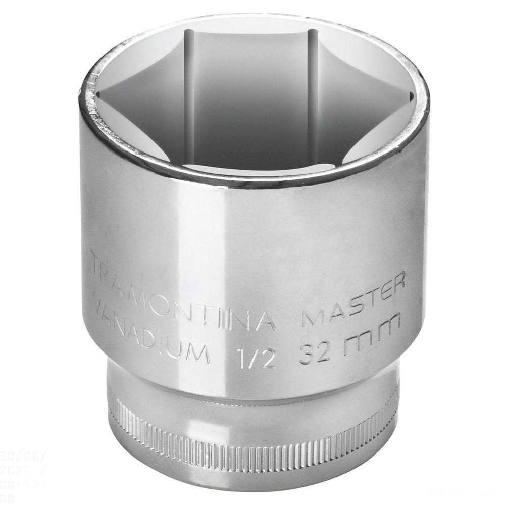 Soquete Sextavado 18 mm encaixe 1/2" Tramontina em Aço Cromo Vanádio com Acabamento Cromado Tramontina