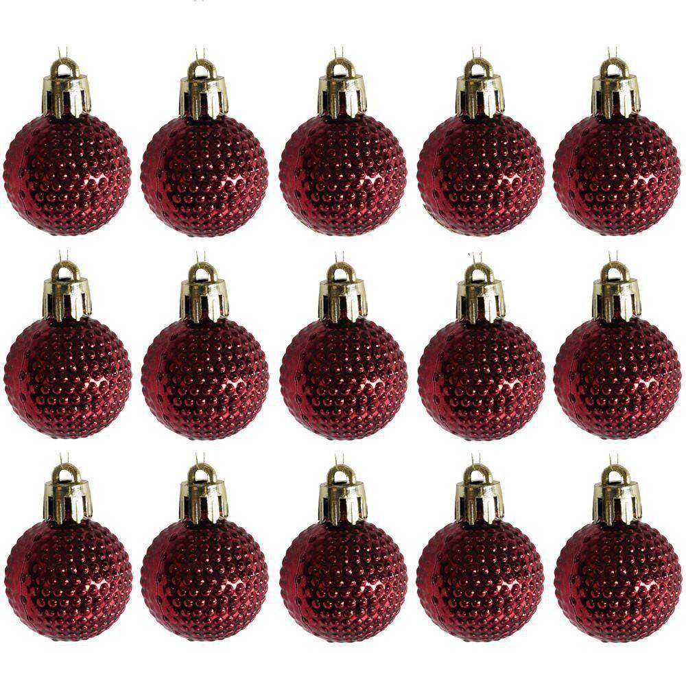 Bola De Natal Vinho Com 15 Pecas 3Cm De No Tubo