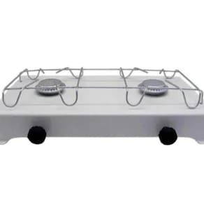 Fogão Fogareiro 2 Bocas Branco Camping Portátil A Gás